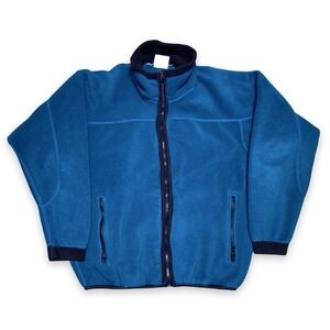Vintage REI Fleece Jacket Teal Blue Full Zip Outdoor USA Made Mens Small